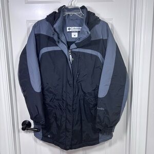 Columbia Full Zip Waterproof Ski Snow Hooded Coat Women’s L Black Gray